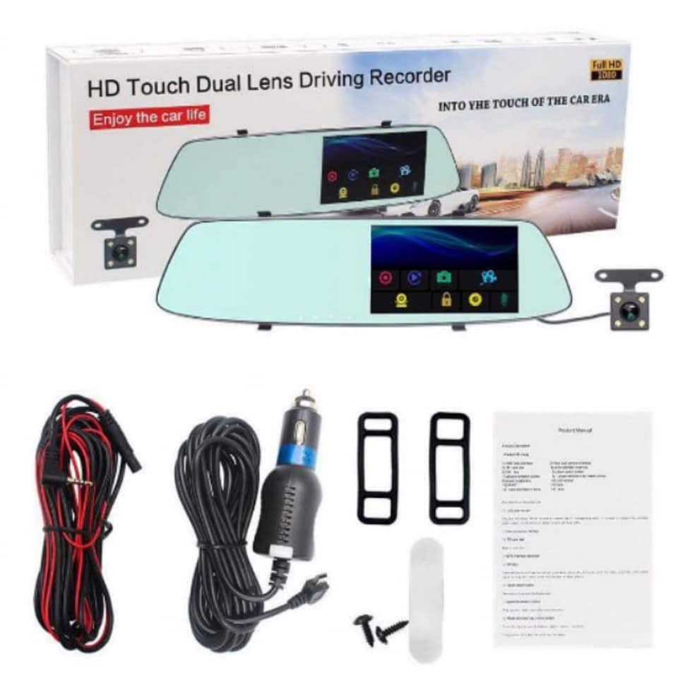 HD Touch Dual Lens Rear view Mirror Driving Recorder Shopee Philippines