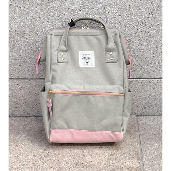 pink and gray backpack