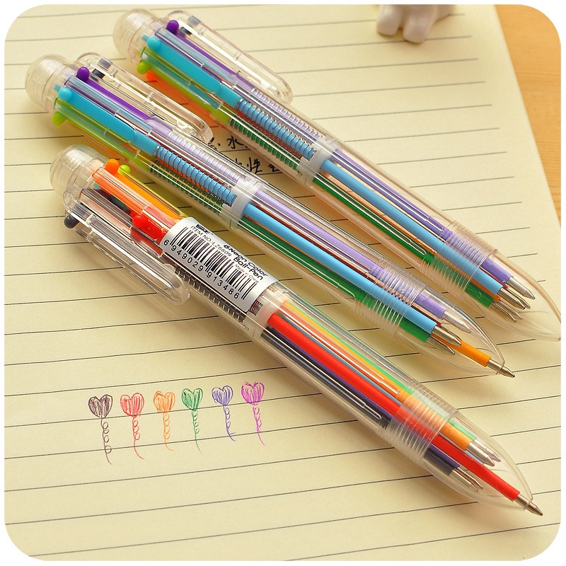 Multi-color 6 In 1 Plastic Transparent Pens With Models Multi-colored ...