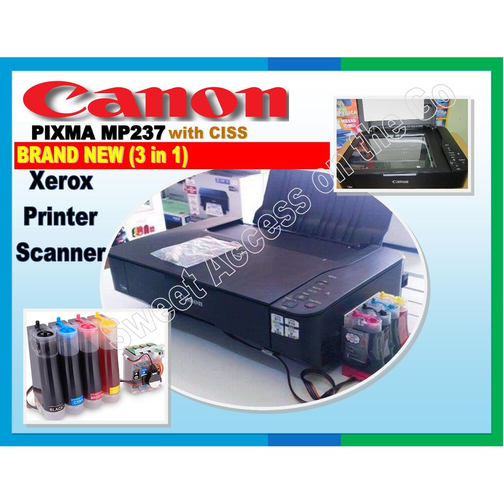 Canon Pixma Mp237 With Ciss Ready Printer Scanner Copier Shopee Philippines