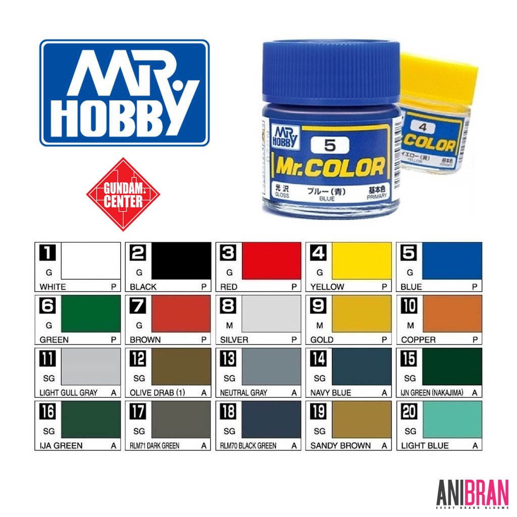 Mr Hobby 10ml Mr Color C1 - C20 Model Kit Gunpla Gundam Custom Paint ...