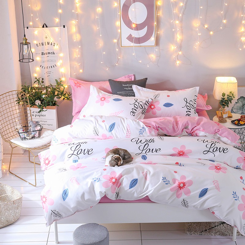 Beautiful Flowers Pink 100 Polyester Comforter Cover For Bed