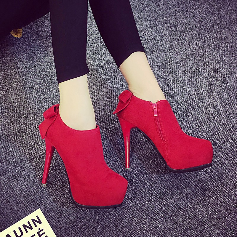 ladies red ankle boots