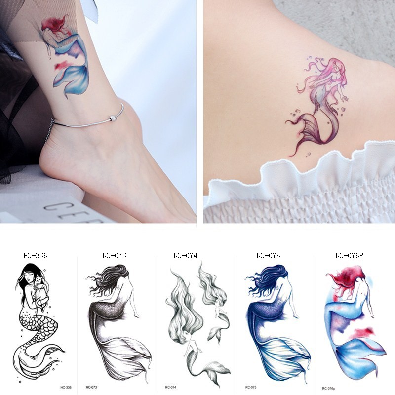1PC Waterproof Mermaid Temporary Tattoos Sticker 3D Mermaid Arm Face Art |  Shopee Philippines