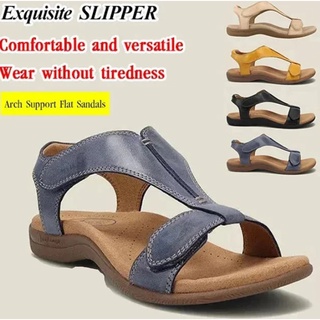 Flat Sandals Arch Massage Hook and Loop Casual Beach Sandals