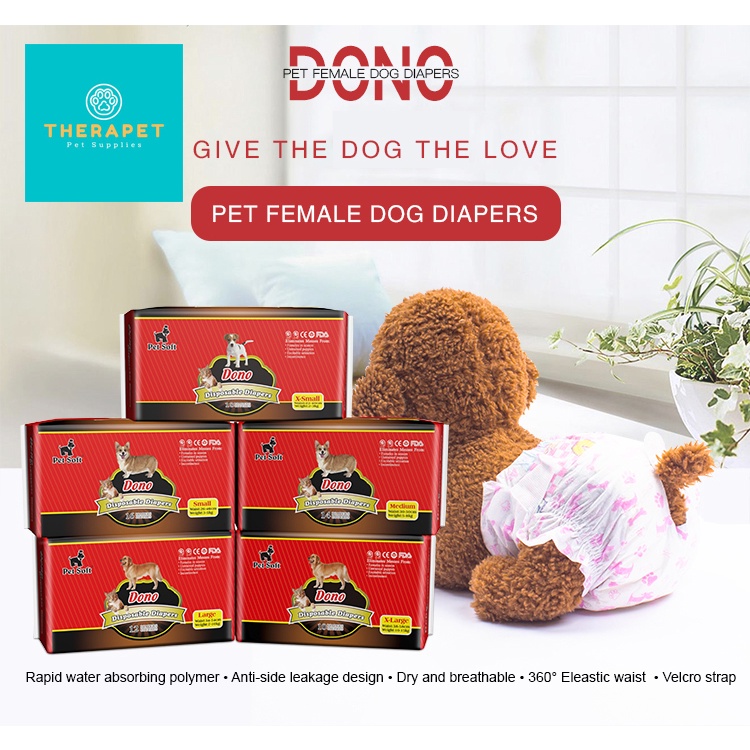 THERAPET Dono Disposable Female Dog Cat Pet Diapers Small / Medium