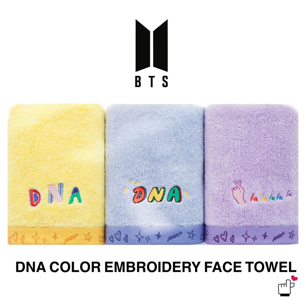 Bts Dna Color Embroidery Face Towel 3pc Set Shopee Philippines