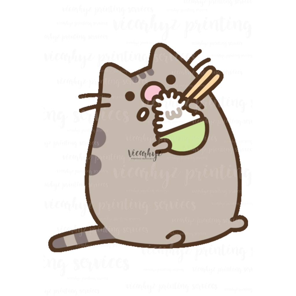 pusheen eating sushi