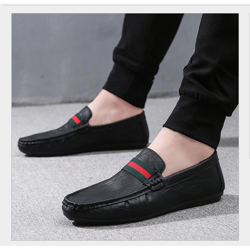 mens leather slip on shoes casual