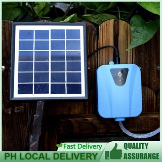 ✕❣Solar Powered/DC Charging Oxygenator Water Oxygen Pump Pond Aerator with 1 Air Stone Aquarium Airp
