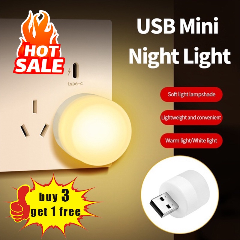 【1Free】Mini USB Led Light Plug-in Mini Night Light Bulb Eye Protection Lamp 5V Desk Reading Lamp USB Light for for Bedroom, Bathroom, Hallway, Kitchen Car USB Atmosphere Ligh