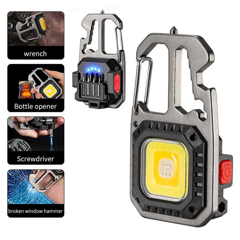 Multifunctional Whistle Outdoor Keychain Flashlights / COB USB Charging Emergency Lamp / Camping