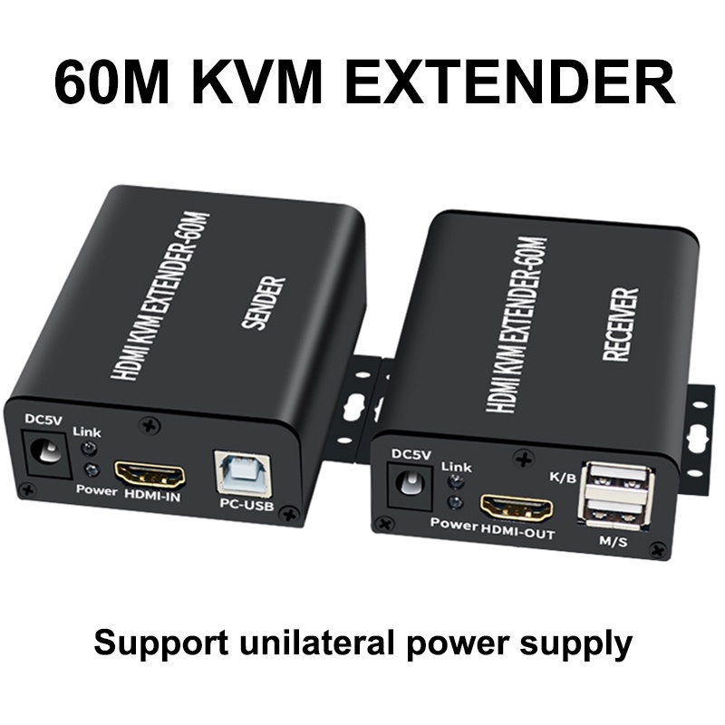 60m HDMI KVM Extender Over Rj45 Cat5e Cat6 Cable 1080P Video