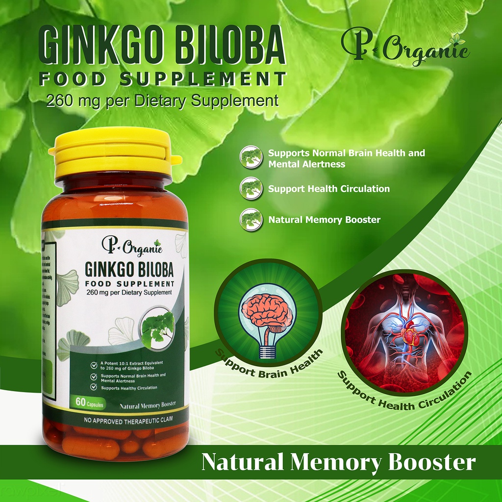 Ginkgo Biloba Memory Booster Supplement 260mg x 60 Capsules | Shopee ...