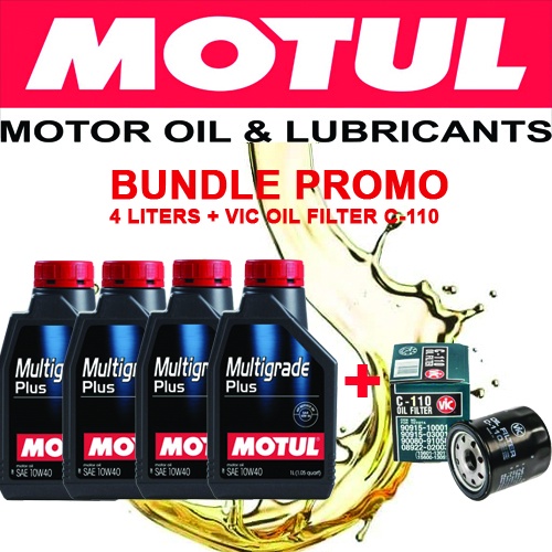 MOTUL MULTIGRADE PLUS MOTOR OIL SAE 10W-40 4 LITERS + VIC OIL FILTER C ...