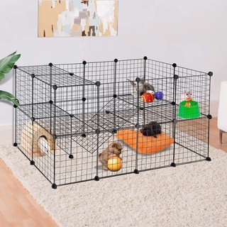 12pcs DIY Pet Fence Dog Fence Cage Pet Playpen Dog Playpen Crate For Puppy Cats Rabbits 35cm x 35cm