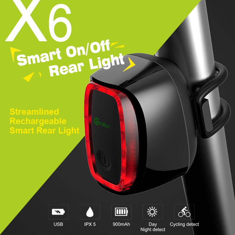 ForUsexy NEW Meilan X6 Bike Light Wireless Rear Laser Lights USB