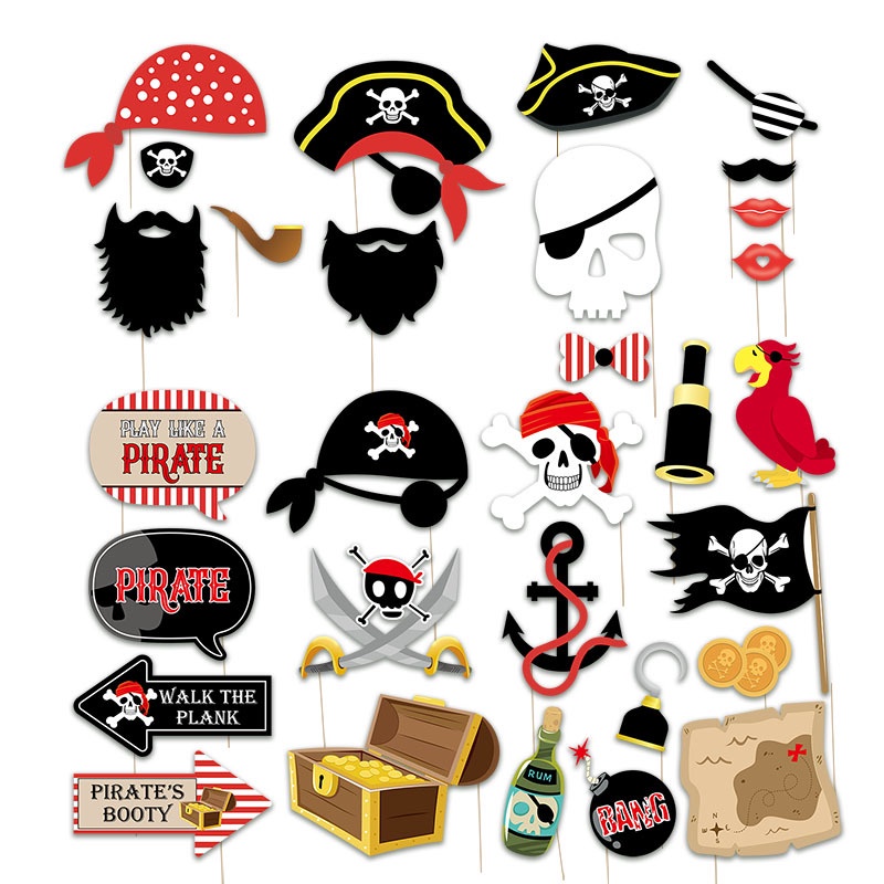 30pcs One piece navigation Pirates skull Photo Booth Props Party Masks Funny  Photobooth Props Wedding Party Decoration Birthday Party Favor | Shopee  Philippines
