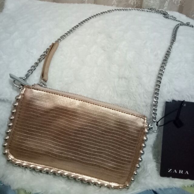 Zara gold sling bag with metal strap 