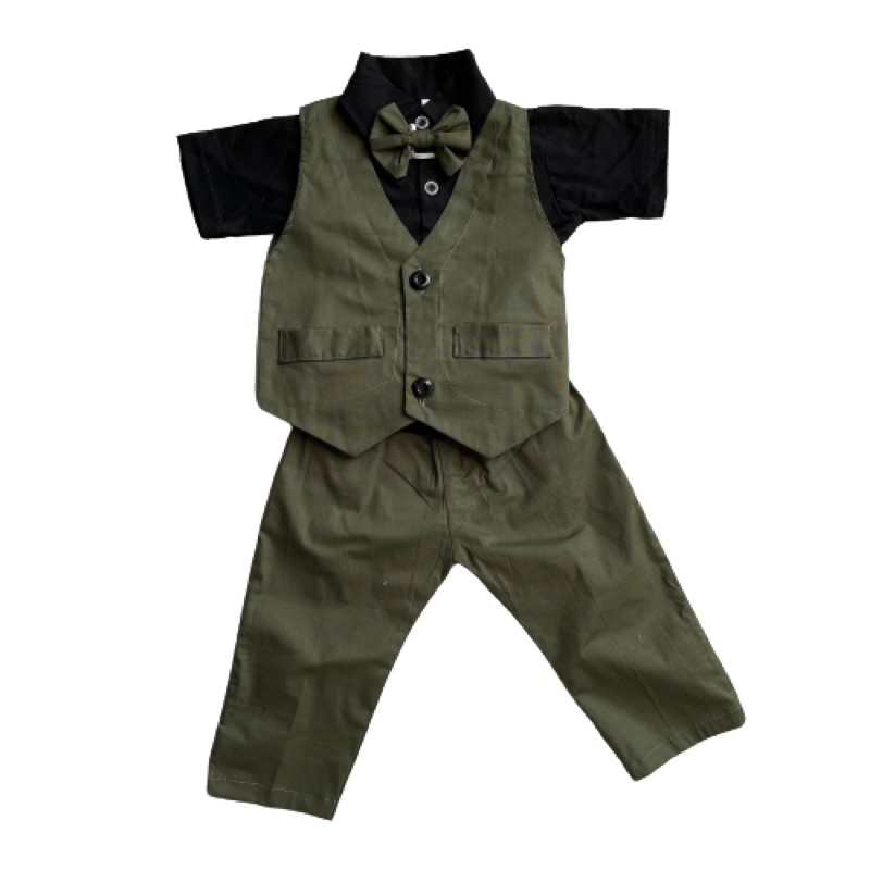 HIJAU Boys Suits army 1 2 3 4 5 6 7 8 9 Years Month vest tuxedo formal army green green Baby Clothes Kids Clothes Cute party party