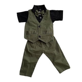 Suit Boys 1 2 3 4 5 6 7 8 9 Years Old tuxedo formal army green Clothes Baby Clothes Kids Cute party  #2