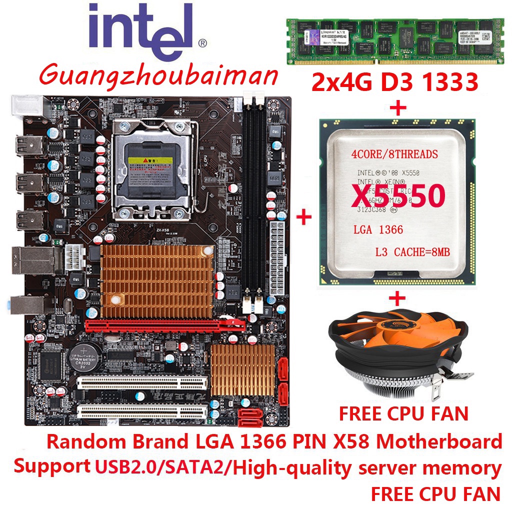 Used Gaming Combo Set Intel Xeon Cpu Mobo Ram Hsf Suit Bundle X58 2x4g Ddr3 1333 Pc 1066 Ram Ecc Memory Lga 1366 X5570 X5550 8m L3 Processor Free Hsf Cpu Fan Shopee Philippines