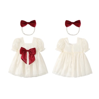 Summer Toddler Girl Dress Petal Sleeve Loose Dress Casual Ruffled Dresses Wedding Party Birthday Tutu Dress Solid Back Bowknot A Line Dresses Children Outfit #5