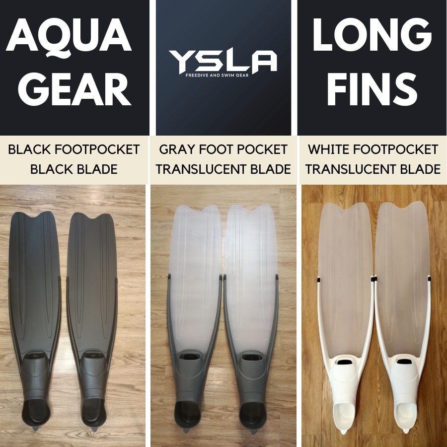Aquagear Long Freedive Fins Spearfishing Fins Gray Translucent Fins