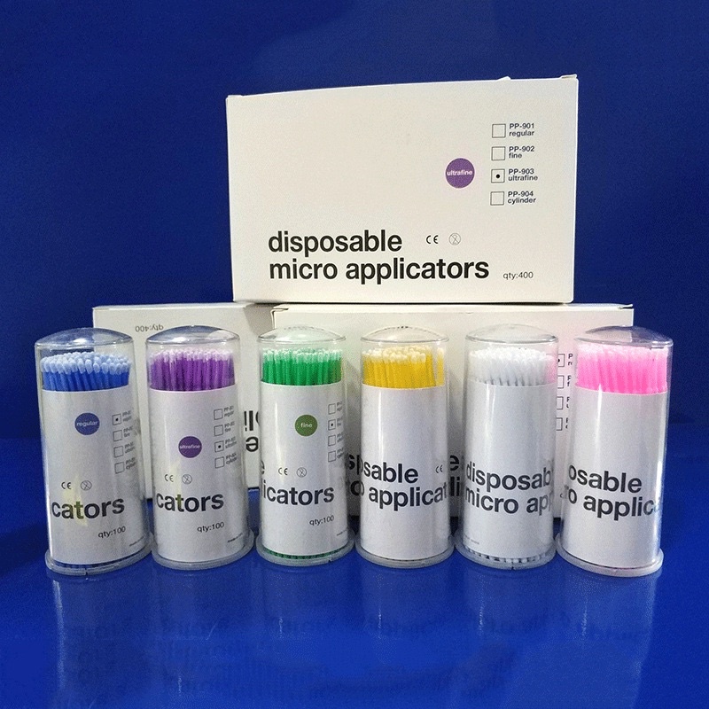 400 Pc 1.5mm Ultrafine Purple Dental Micro Brushes - Disposable Eyelash Applicators & Cleaning Tools