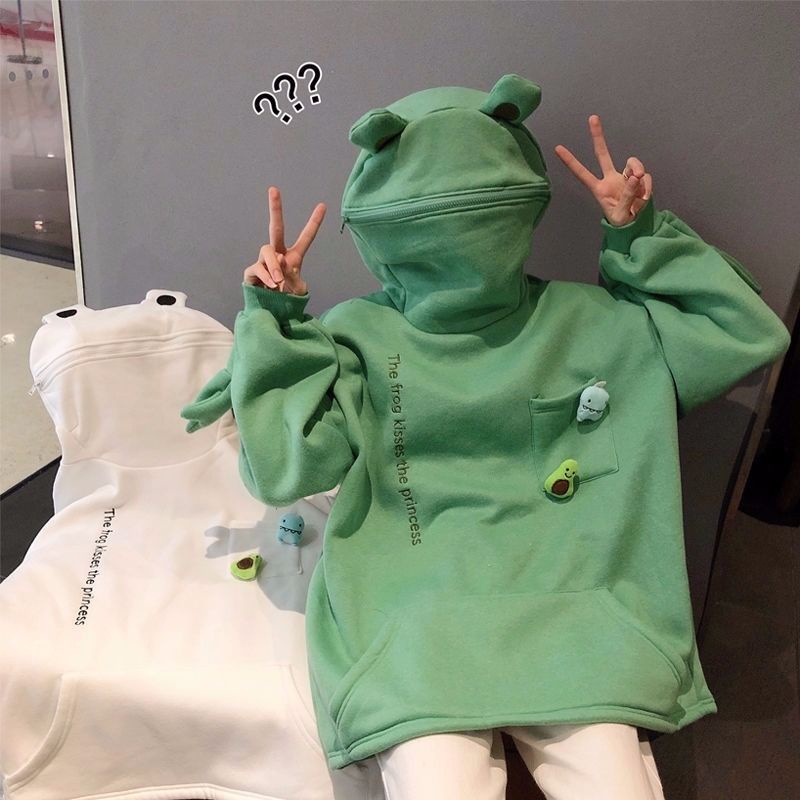 frog hoodie jacket oversized hoodies for women plus size korean cute