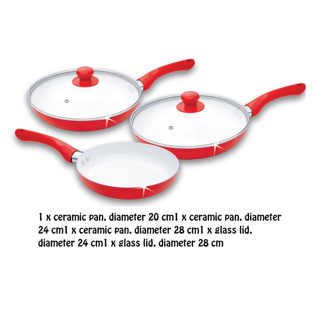 Keimav Ceramic Pan 5piece Set (Red) Shopee Philippines