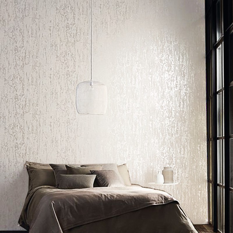 Plain Solid White Wallpaper For Bedroom Walls Thick Embossed