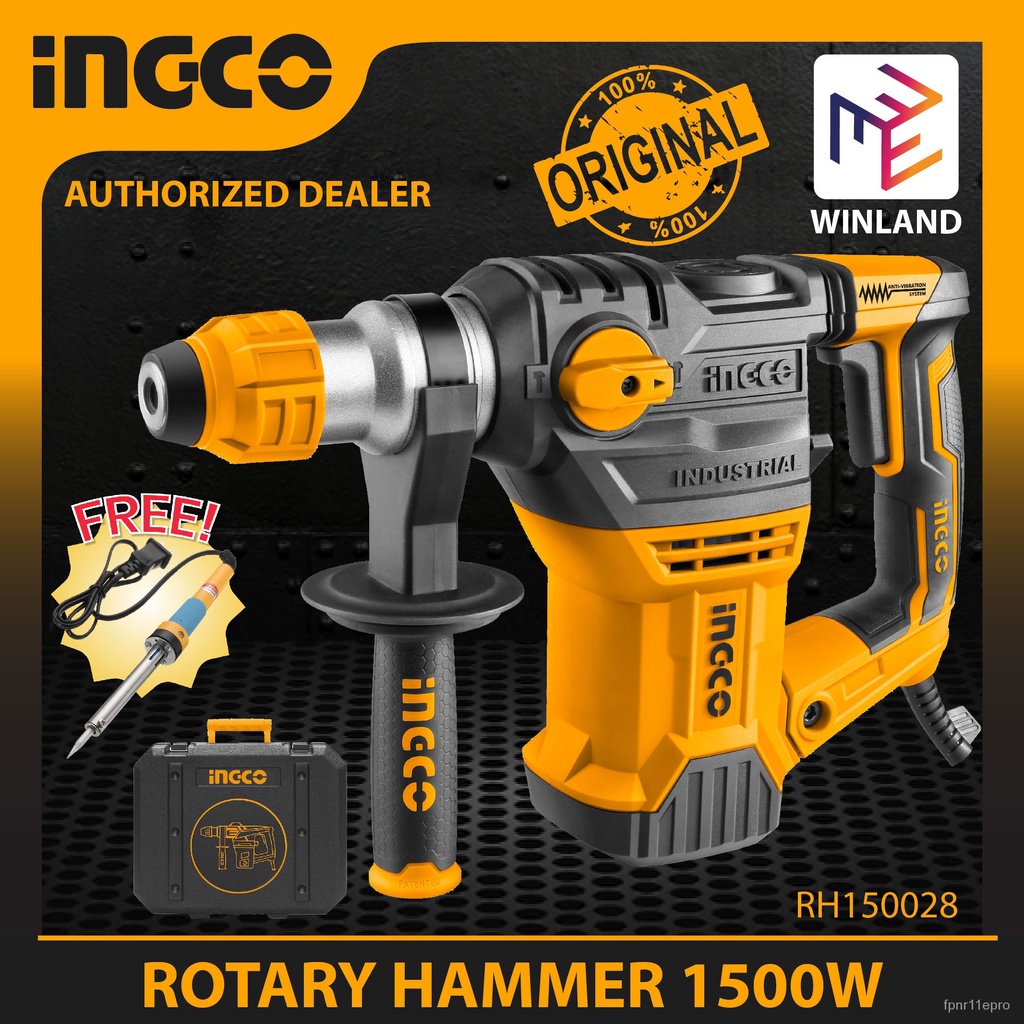 Ingco Tools Original Industrial Rotary Hammer Drill Chipping Gun W With Free Drills And