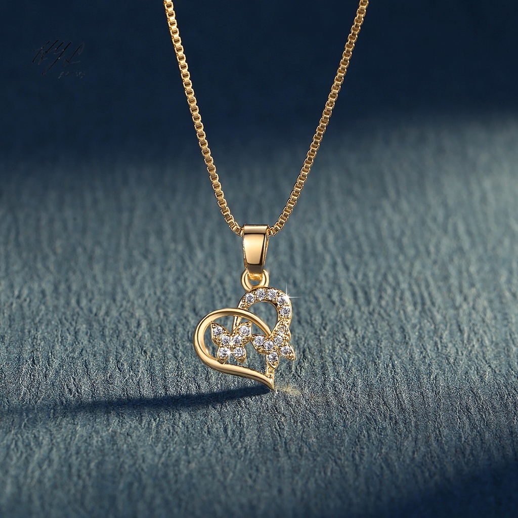 Heart Gold Pendant Necklace 18K Gold Plated Love Birthstone Necklace