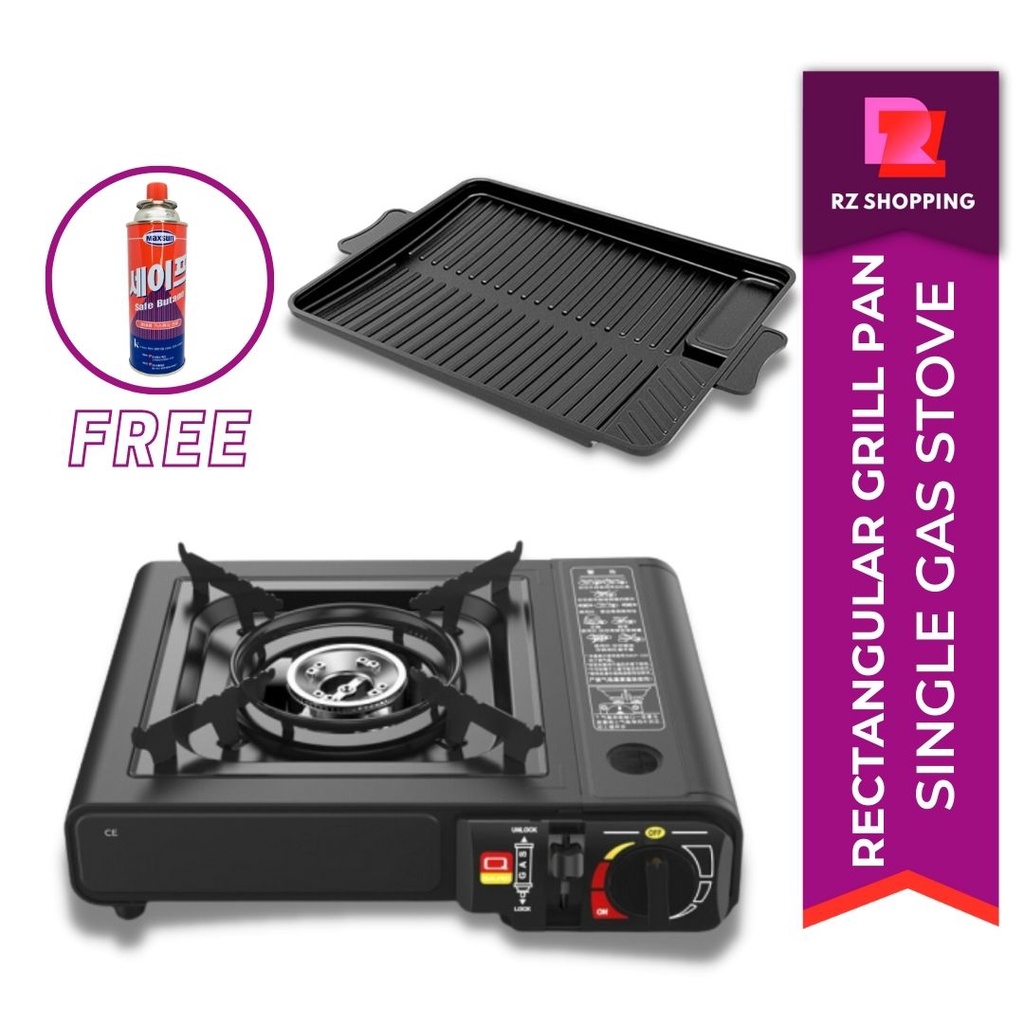 Samgyupsal Grill Pan Set/Rectangle Pan with Portable Gas Stove