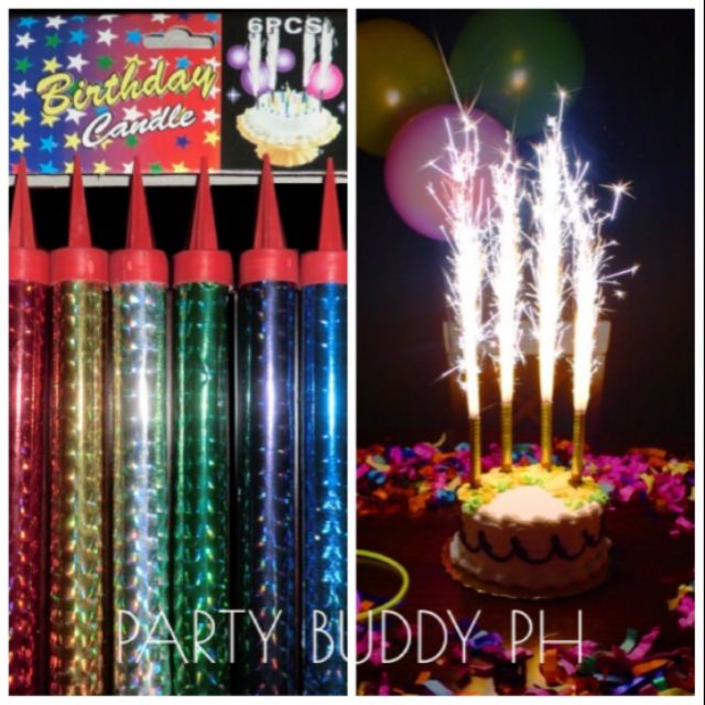 6pcs Fountain Sparkling Cake Decoration Event Candle (10cm and 15cm