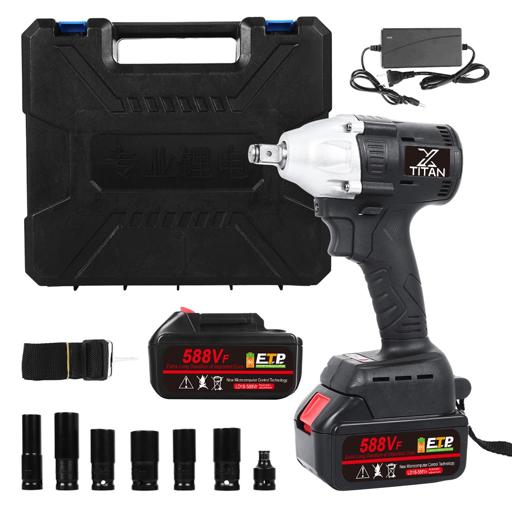 Xtitan 588v Electric Cordless Brushless Impact Wrench 3000rpm Ratchet Driver Set Lithium Power #7