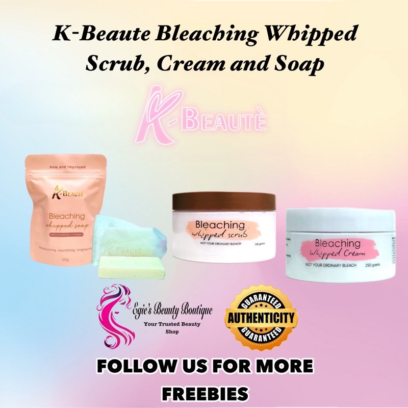 KBeaute Bleaching Whipped Cream, Scrub 250g and Soap 125g Shopee