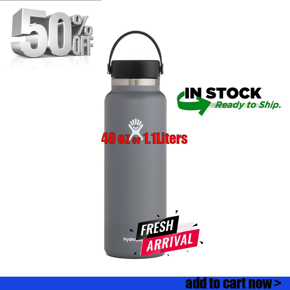 aquaflask thermoflask hydroflask hydro flask tumbler H2o water hydro 40oz flask (40oz)(grey