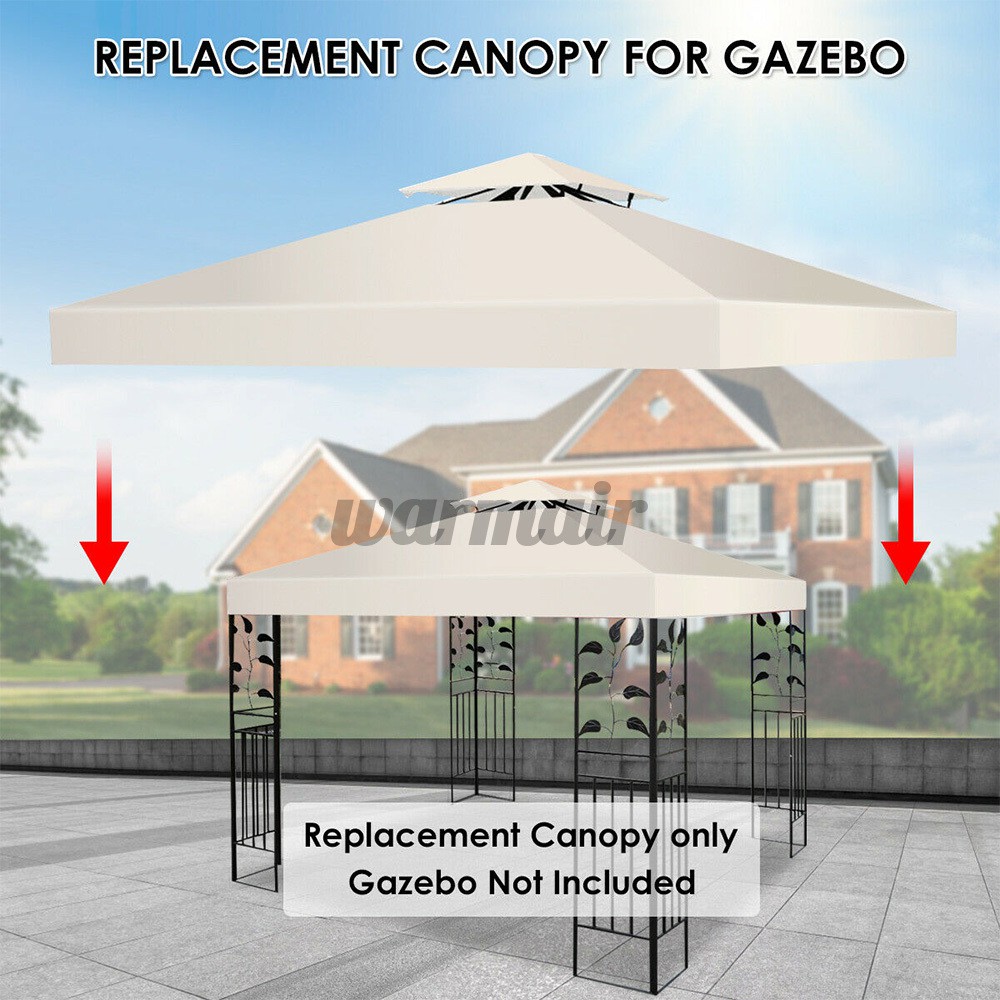 2-Tier 3x3m Garden Gazebo Top Cover Roof Replacement Fabric Tent Canopy 4 