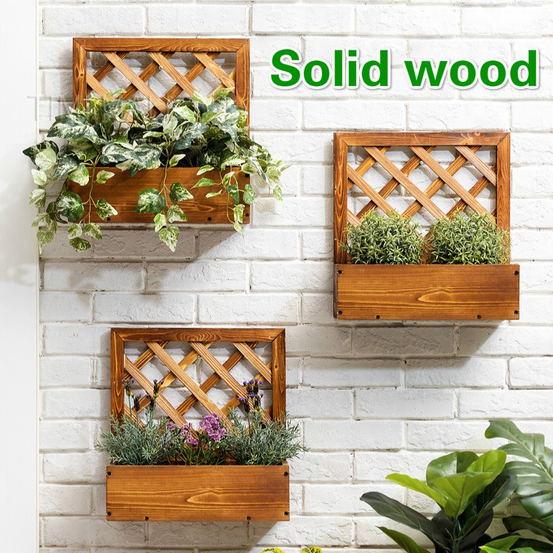 Solid Wood Wall Planter Wooden Wall Mounted Flower Stand Hanging Planter For Indoor Plants Air Plant Succulent Holder Large Wall Decor For Living Room Shopee Philippines