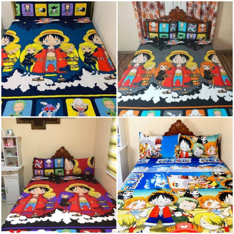 One Piece Luffy Naruto Anime Bedsheet Sets Canadian Cotton Shopee Philippines