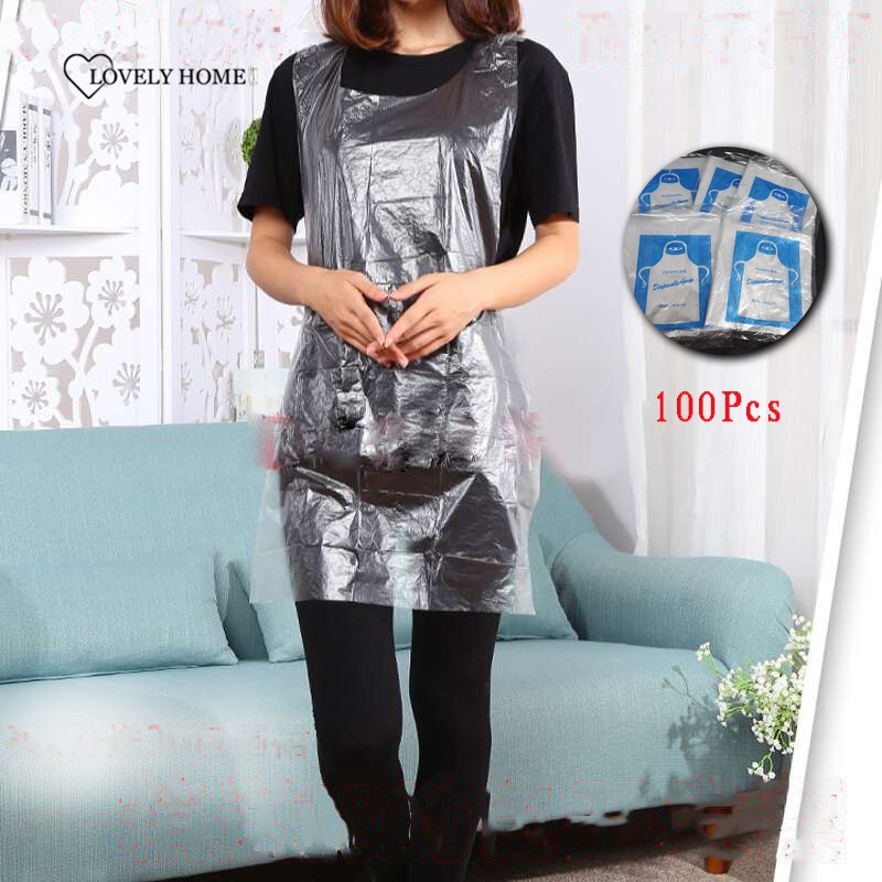 250 X Disposable Aprons Hairdressing Cape 100 X Gloves Plastic Waterproof
