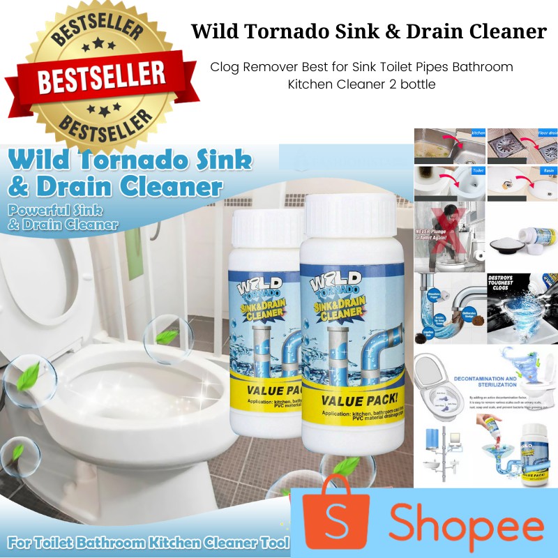 Wild Tornado Sink & Drain Cleaner Clog Remover Best for Sink Toilet