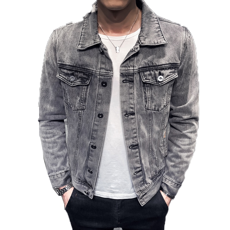 denim jacket no collar mens