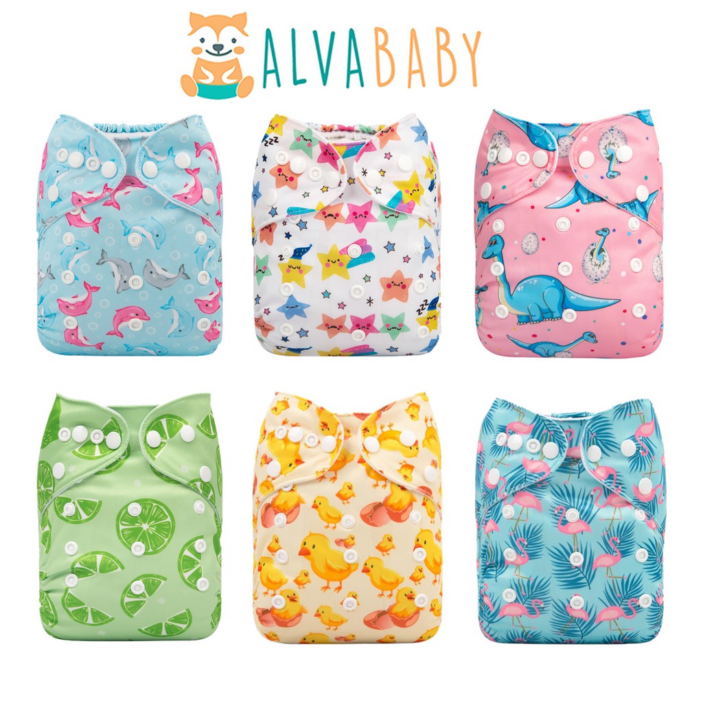 New! ALVA Baby Cloth Diaper Printed One Size Reusable Washable Pocket