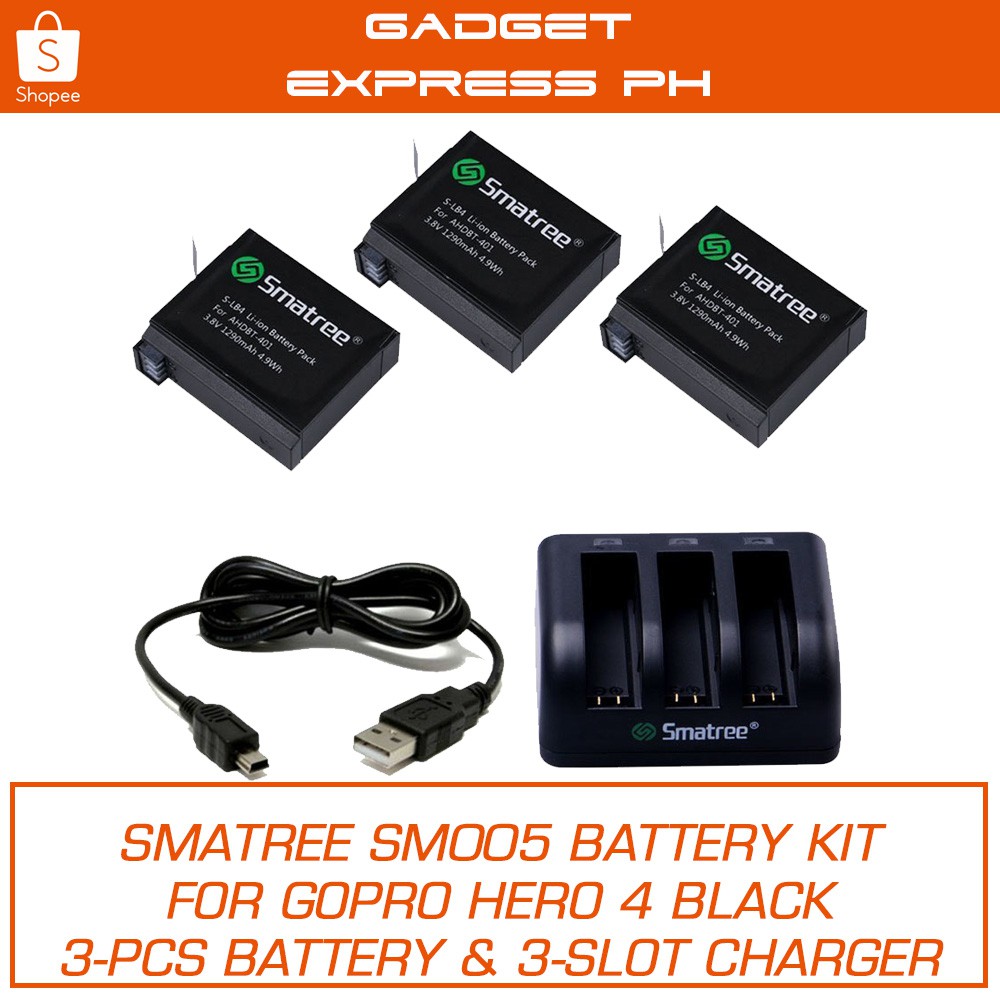 3 Pcs Hi Capacity Ahdbt 401 Battery For Gopro Hd Hero4 Black Silver Mimbarschool Com Ng