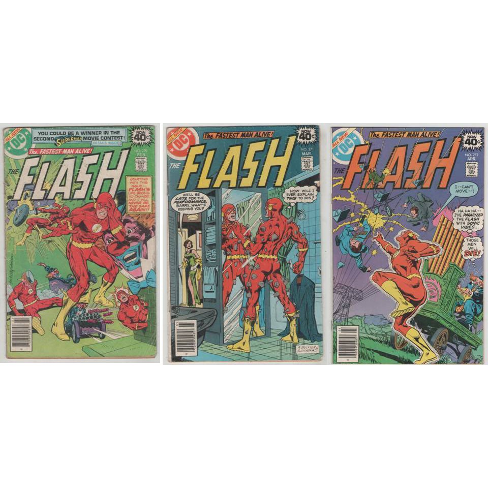 Featured image of Flash 270-272 set (1979) vs Clown (intro) arc. 270 GD+, 271 GVG-, 272 VG+. 1970's Bronze Age comics!