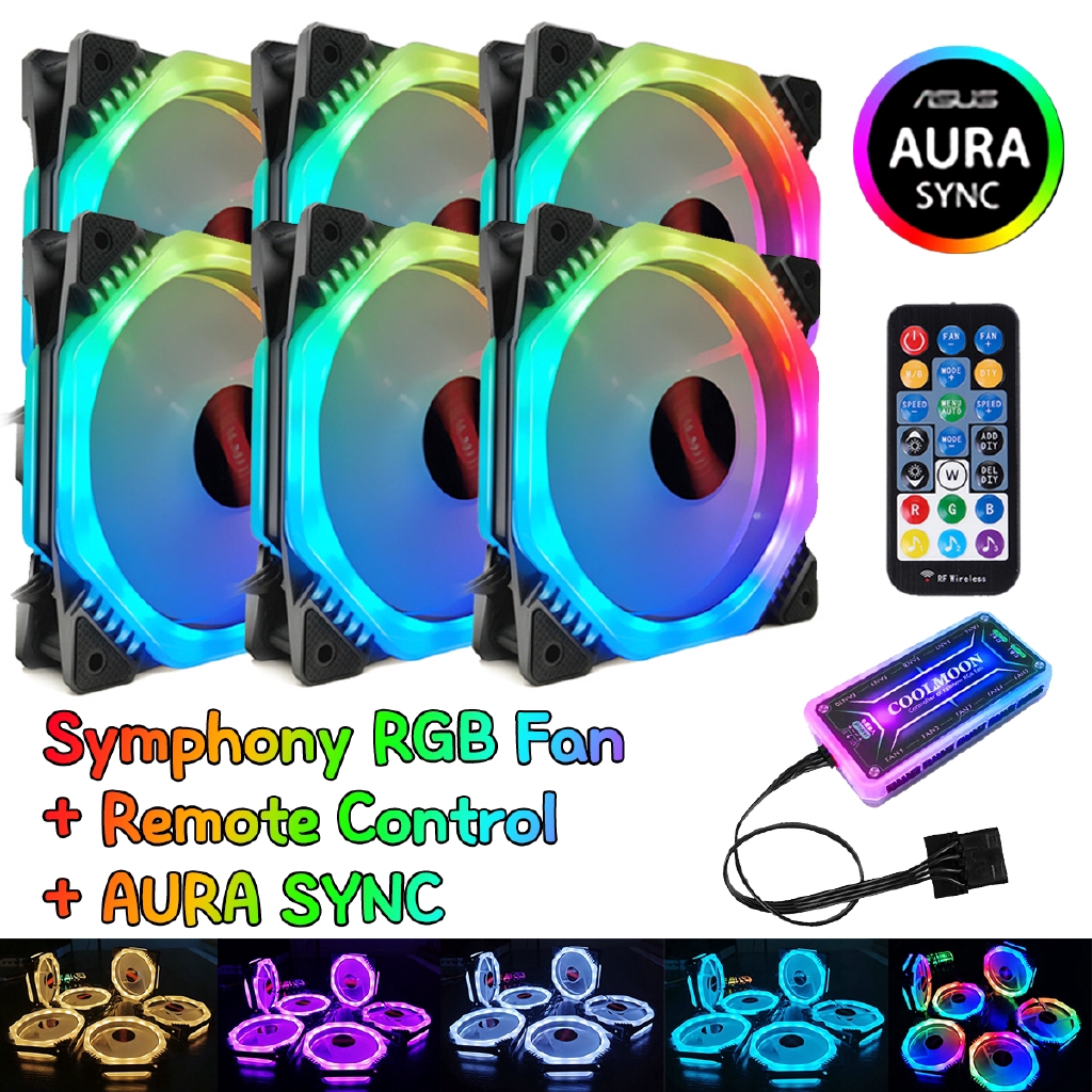 6pcs 1mm Cooler Fan Symphony Aura Sync Rgb Pc Fan Cooling Fan For Computer Music Remote Control Shopee Philippines