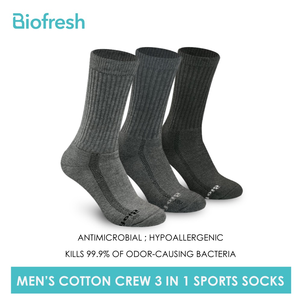 Biofresh Men's Antimicrobial Thick Combat Sports Socks 3 pairs in a pack RMSKG20 Shopee